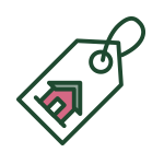 Icon image of a swing tag depicting a house representing council tax